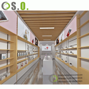 Cabinets Supplier High End Retail Store រចនាផ្នែកខាងក្នុង ហាងលក់ទូរស័ព្ទដៃ តាំងបង្ហាញ គ្រឿងសង្ហារិម ទូរតាំងសម្រាប់ហាង