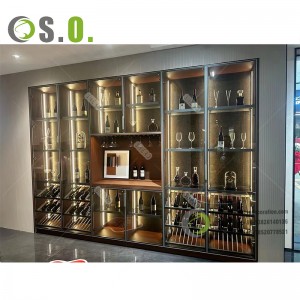 High quality modern stainless steel with led red wine shelves display wine cellar cabinet showcase