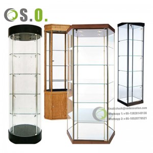 Free Standing Retail Frameless Glass Cabinet Display Showcase For Store Interior Display