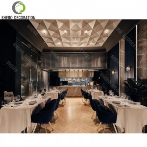 High End Full Dining Room Design Custom Restaurant Counters Wooden Restaurant Furniture Set