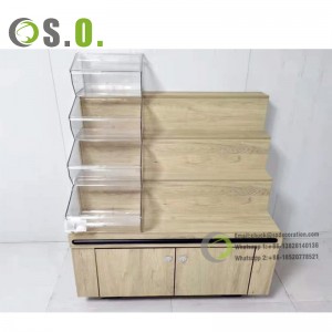 Wooden Mall Snack Shelves Boutique Cabinet Rack Convenience Store Shelves Supermarket Stand Wood Display Shelf
