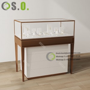 Wooden Glass Jewelry Display Cabinet Jewelry Showcases Glass Display Table For Sale