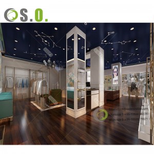 High End Clothes Store Display Modern Design Clothing Wooden  Shelves Counter Table For Clothes Shop