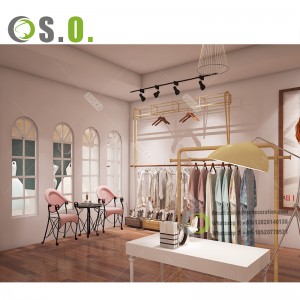 Boutique Shop Interior Design Garment Store Furniture Clothes Shop Display Furniture Gold Clothes Rack For Clothing Store