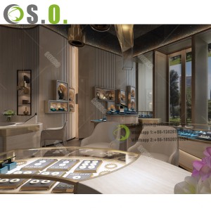 Modern design jewelry multi-functional glass display cabinet shopping mall customization