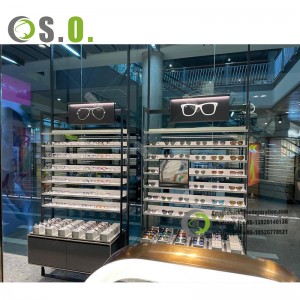 Hot sale sunglasses display storage glasses display cabinet  eyewear shop window display optical store layout with led