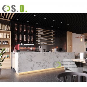 Best Service Coffee Shop Decoration Factory Price Coffee Shop Furniture Marble Bar Counter
