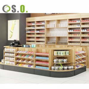 Customized supermarket wooden shelf Retail display Wooden shelving Wooden and Metal shelves