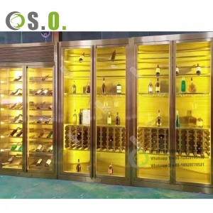 Luxurious Liquor Shop Wine Display Interior Design Wine Metal Cabinet Display Rack Liquor Display Showcase
