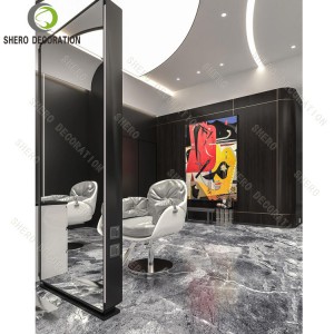 Modern Salon Interior Design Custom Barber Shop Mirror Station With Light Barber Shop Furniture