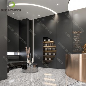 Modern Salon Interior Design Custom Barber Shop Mirror Station With Light Barber Shop Furniture