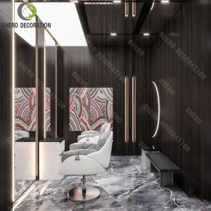 Modern Salon Interior Design Custom Barber Shop Mirror Station With Light Barber Shop Furniture