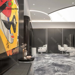 Modern Salon Interior Design Custom Barber Shop Mirror Station With Light Barber Shop Furniture