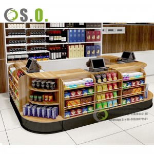 Modern Supermarket Wooden Display Rack And Gondola Shelf