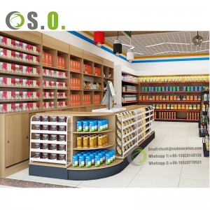 Heavy Duty Steel Display Stand Shop Commissary Convenience Store Snack Wooden Supermarket Shelves