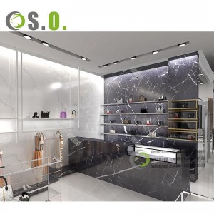 Retail Store Design Wall Mounted Display Rack Shoes Stand Hanging Shoes Shop Fitting Handbag Shelving