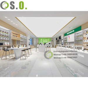 High End shop counter table design to display mobile phone for mobile phone shop design