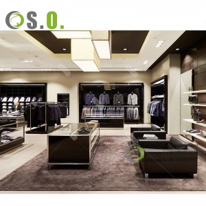 Menswear Shop Interior Design Customized High Quality Men Clothing Store Fixture Suit Shop Display Rack