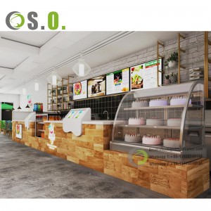 Custom Cafe Shop Furniture Design Trendy Wooden Bakery Shop Fitting Modern Coffee Shop Bar Counter for Sweets