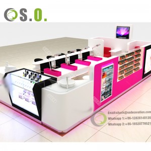 Boutique Display Furniture Retail Nail Kiosk Manicure Table  Customized Color Size For Nail Shop