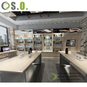 Trendy Mobile Shop Cellphone Cabinet Phone Decoration Wall Display Electronic Shop Design