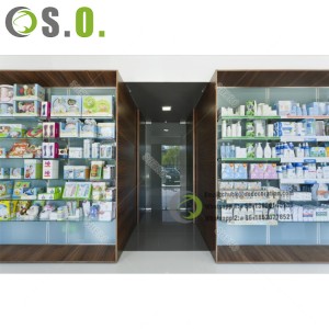 Fancy Tailor Made Brand Drugstore Pharmacy Medical Decoration Photos Unique Design Case Pharmacy Counter Medical Furniture
