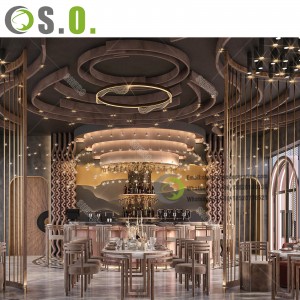 Luksusowa dekoracja restauracji Wnętrze drewniane krzesła i stół Meble komercyjne Projektowanie wnętrz kawiarni Kawiarnia Sklep Szklana witryna