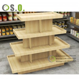 Wooden Display Rack Supermarket Fruits and Vegetables Shelf Vegetable Rack for Store Display Stand