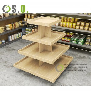 Wooden Supermarket Food display shelves storage racks design