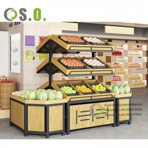 Store Shelf Durable Supermarket Wooden Display Rack Colorful Retail Wall Shelving Supermarket Shelves