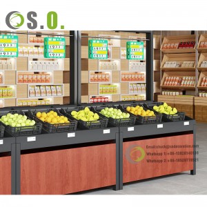 Store Shelf Durable Supermarket Wooden Display Rack Colorful Retail Wall Shelving Supermarket Shelves