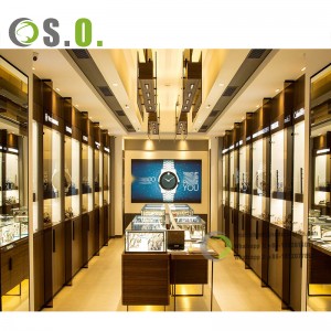 Custom Fashion Luxury Watch Shop Furniture Display Cabinets Watch Glass Display Showcase With Led For Watch Shop