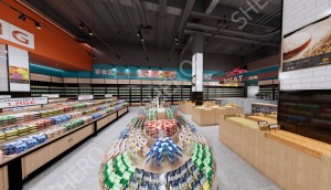 Kohandatud kaupluse riiulid Supermarketi nagid Gondolariiulid Metallist supermarketi riiulid jaekauplusele, Double