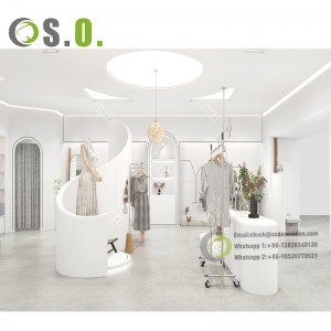Oanpaste Clothes Shop Stainless Steel Luxury Store Furniture Clothing Display Rack Foar Boutique