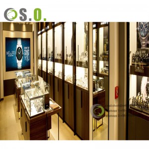 Custom Fashion Luxury Watch Shop Furniture Display Cabinets Watch Glass Display Showcase With Led For Watch Shop