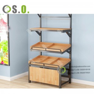 Customized Retail Store Wood Display Shelf Supermarket Wood Shelf With Drawer