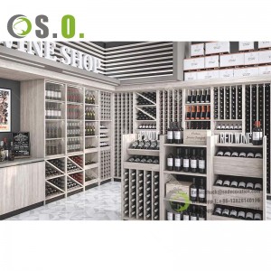 wine display cabinet restaurant shelf wooden counters with LED light