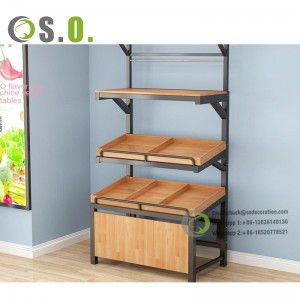 China manufacturer wooden display racking for retail store snack food wooden gondola shelving supermarket shelves with cabinet