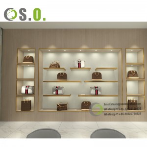 Modern Handbag Store Interior Design Custom Wooden Footwear Shop Furniture Decoration