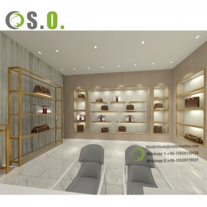 Modernong Handbag Store Interior Design Custom Wooden Footwear Shop Furniture Dekorasyon