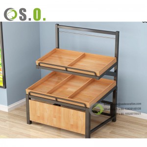 Customized supermarket wooden shelf Retail display shelving Wooden and Metal shelves