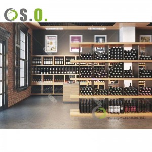 wine display cabinet restaurant shelf wooden counters with LED light