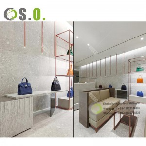 Customized Modern Bags Shop Interior Design Fixture Display Racks Handbag Retail Handbag Store Design And Decoration