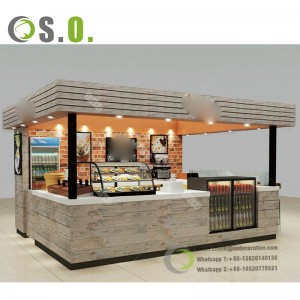 Customized Cafe Counter Furniture Modern Mall Coffee Shop Kiosk Designs Bar Counter Display Coffee Kiosks For Sale