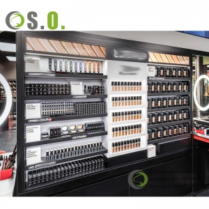 Customized cosmetic display cabinet cosmetics counter display showcase for shopping mall
