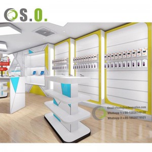 Cell Phone Showcase for Mobile Phone Accessories Shop Display Decoration Design Wall Display Mobile Phone Shelf