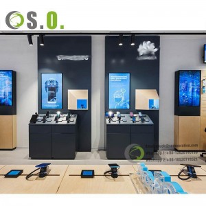 Mobile Showroom Modern Cell Phone Showcase Phone Display Counter LED Light Mobile Shop Showcase