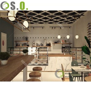 Moda Cafetería Tenda de interiores Mostrador de cafetería Deseño creativo de restaurante de café
