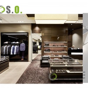 Men Clothes Shop Interior Layout Design Decoration Customized Clothes Display Rack Counter Shelves High End Men Clothing Display