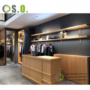 Modern Shop Counter Design Men’s Clothes Store Display Rack Retail Boutique Counter Men Garment Shop Showcase Design